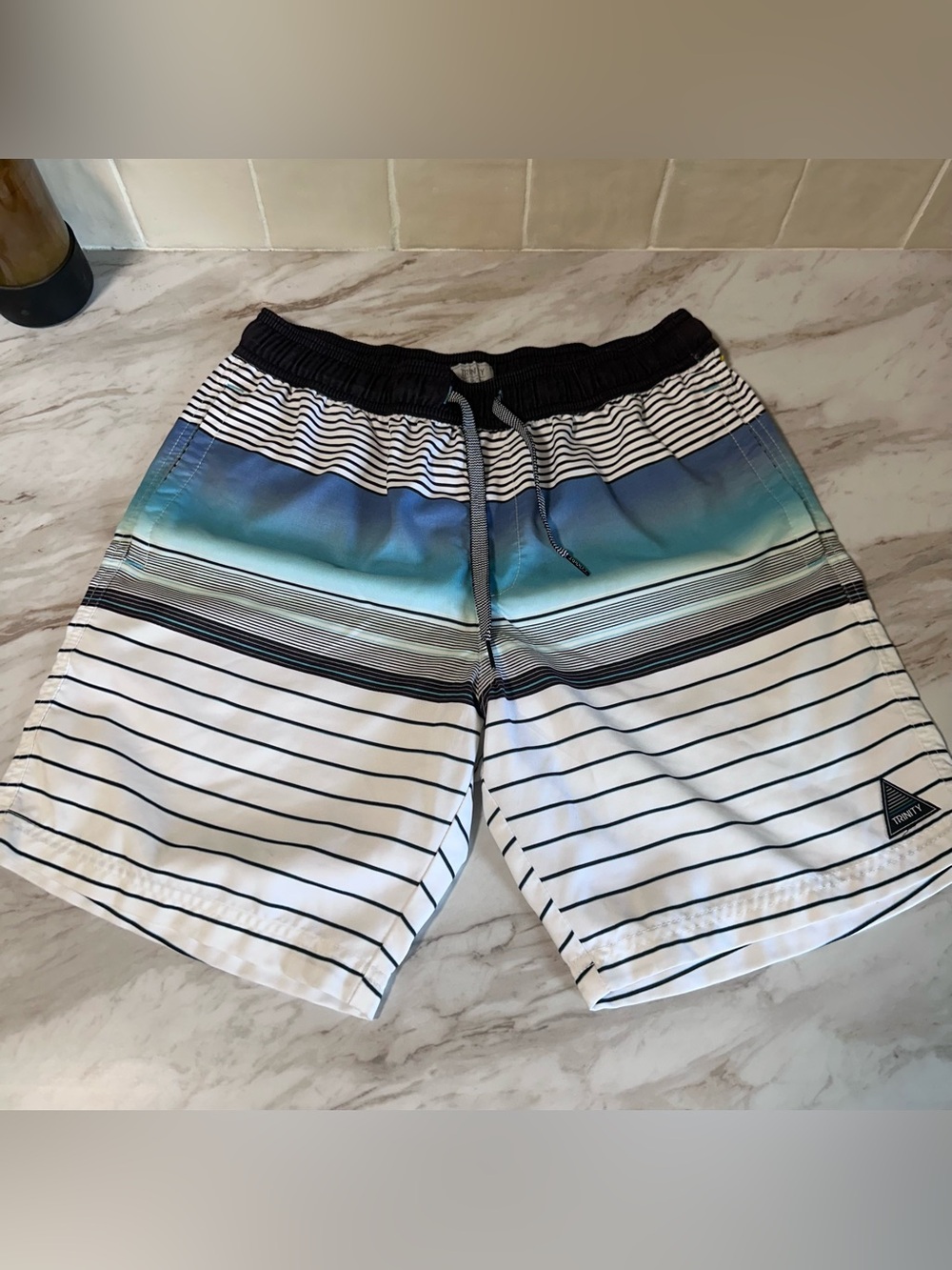 Trinity Boardshorts - Men's Striped Blue Gradient Swim Trunks